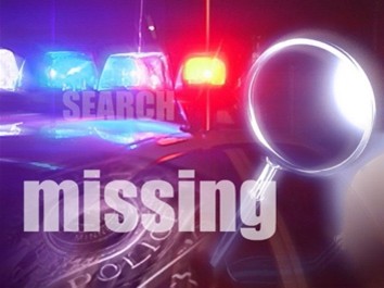Police lights and sirens flashing over a "missing" caption.
